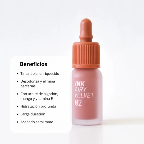 Peripera Tinta «Ink Airy Velvet» 033 FAVORITE PINK ROSE - Imagen 2