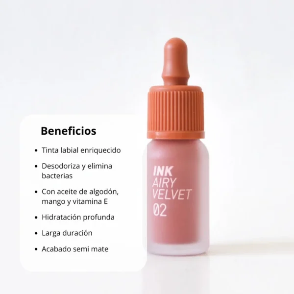 Peripera Tinta «Ink Airy Velvet» 07 HEART GRAPEFRUIT - Imagen 2