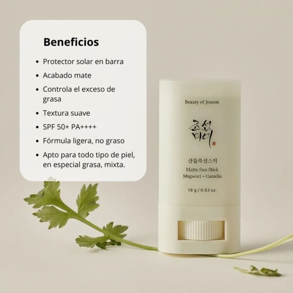 Beauty Of Joseon Beauty of Joseon Protector Solar “Matte Sun Stick_Mugwort + Camelia” 18g - Imagen 3
